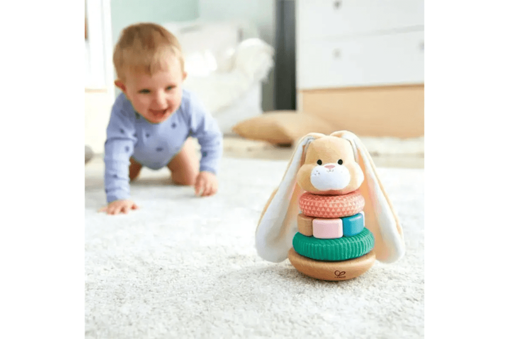 Wooden Bunny Ring Stacker Toy
