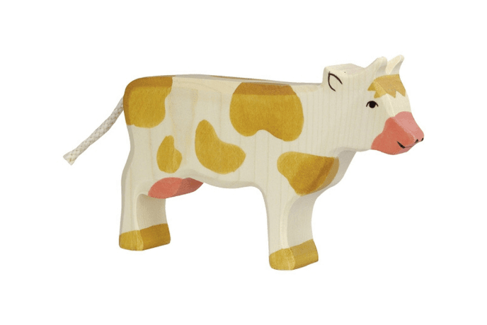 Wooden Cow Animal Figure