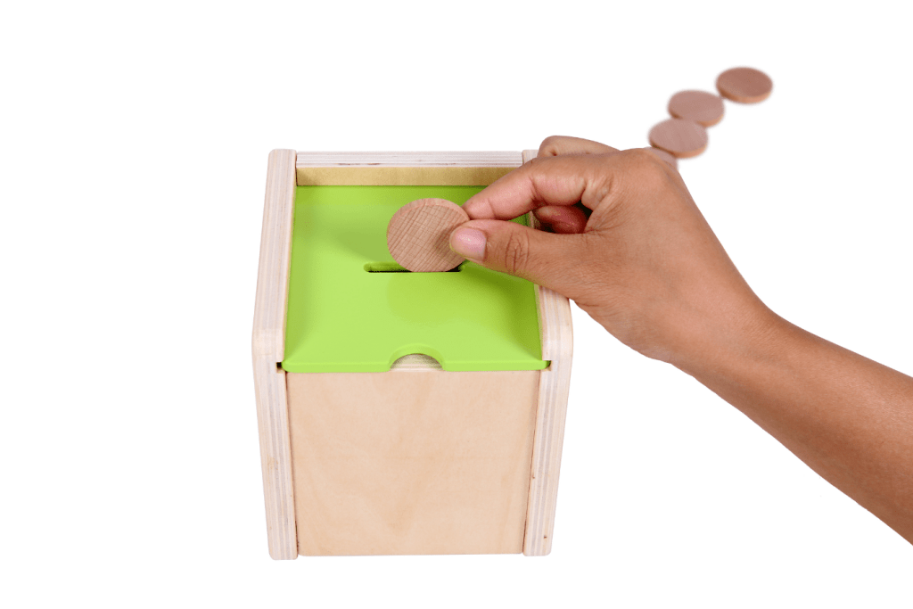 Wooden Activity Posting Box with 2 Interchangeable Lids