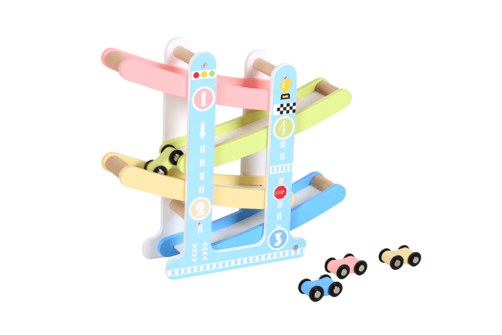 Wooden Slide Car Racer Set