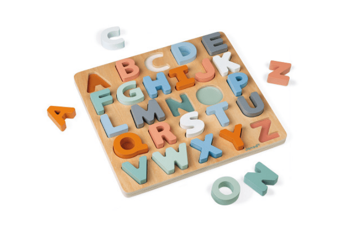 Double-Sided Wooden Alphabet Puzzle Board
