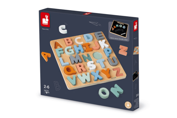Double-Sided Wooden Alphabet Puzzle Board