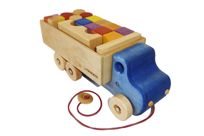 Wooden Building Blocks Set with Truck Toy Box