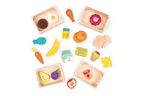 Wooden Play Food Set – 20-Piece Pretend Food Toy with Storage Crates