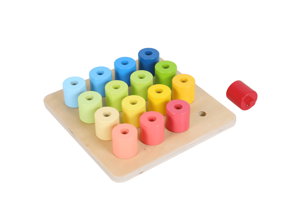 Wooden Peg Board with 16 Stackable Pegs