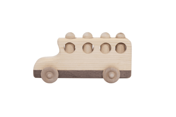Wooden School Bus Toy with Peg People