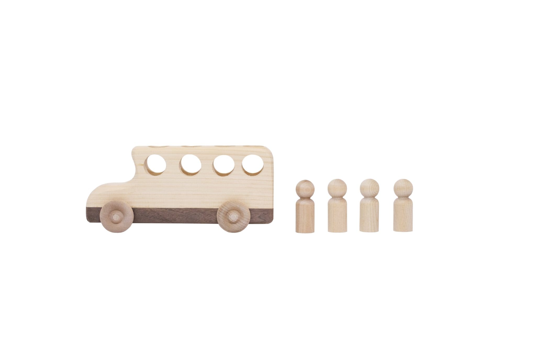 Wooden School Bus Toy with Peg People